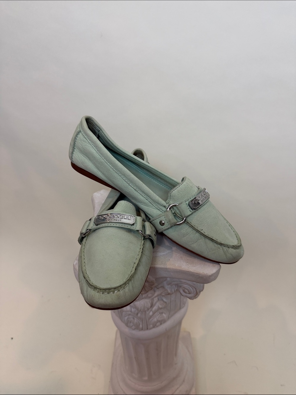 Coach Shoes | Coach Felisha Suede Mint Green Loafer Flat